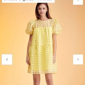 English Factory Yellow Checkered Mini Dress